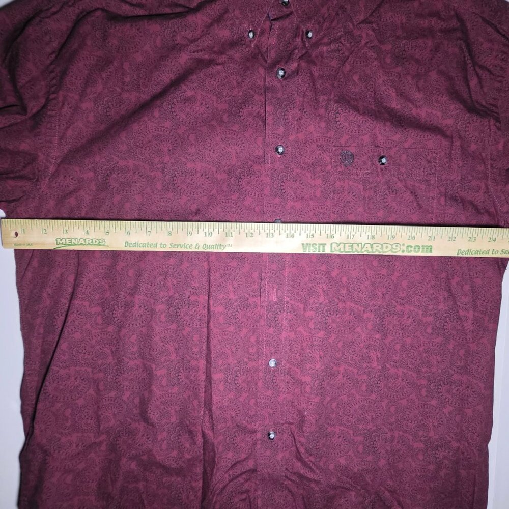 Wrangler George Straight Cowboy Mens Maroon and Black Button Up Shirt Size XL - Picture 9 of 13